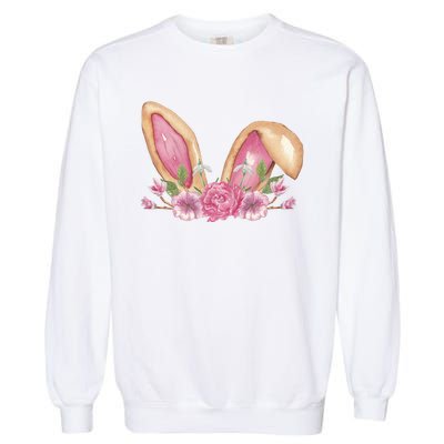 Bunny Rabbit Ears Cute Illustration Easter Garment-Dyed Sweatshirt