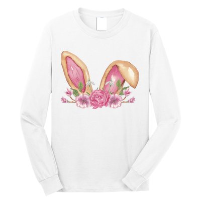 Bunny Rabbit Ears Cute Illustration Easter Long Sleeve Shirt