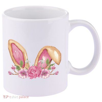 Bunny Rabbit Ears Cute Illustration Easter 11oz C Handle Ceramic Mug
