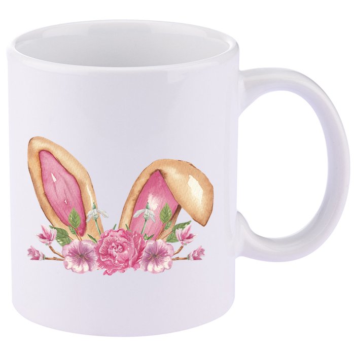 Bunny Rabbit Ears Cute Illustration Easter 11oz C Handle Ceramic Mug