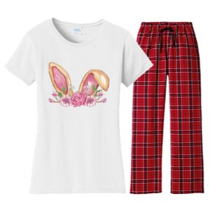 Bunny Rabbit Ears Cute Illustration Easter Women's Flannel Pajama Set