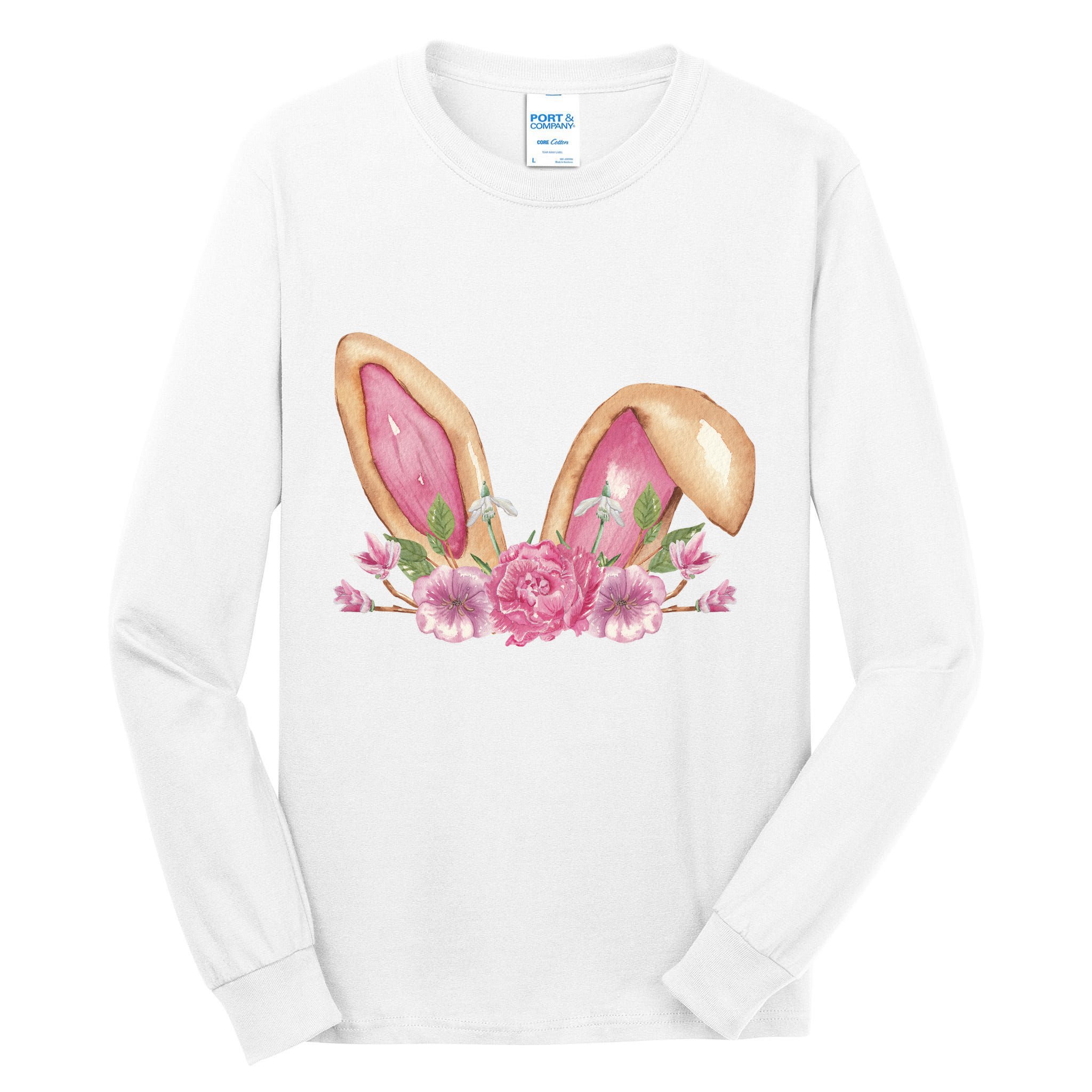 Bunny Rabbit Ears Cute Illustration Easter Tall Long Sleeve T-Shirt