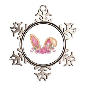 Bunny Rabbit Ears Cute Illustration Easter Metallic Star Ornament