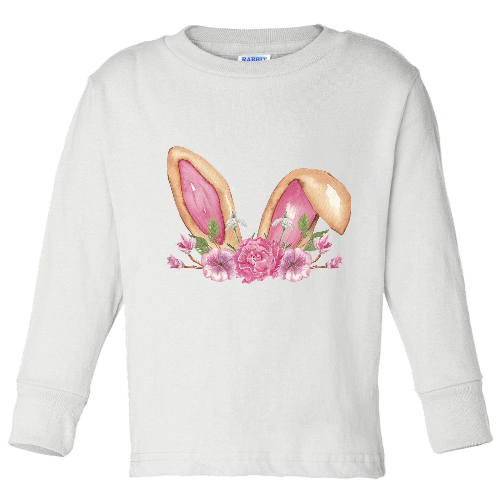 Bunny Rabbit Ears Cute Illustration Easter Toddler Long Sleeve Shirt