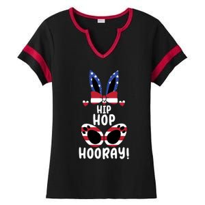 Bunny Rabbit Eggs Hunting Happy Easter Day Hip Hop Hooray Gift Ladies Halftime Notch Neck Tee