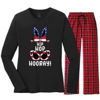 Bunny Rabbit Eggs Hunting Happy Easter Day Hip Hop Hooray Gift Women's Long Sleeve Flannel Pajama Set 