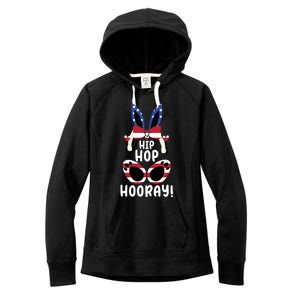 Bunny Rabbit Eggs Hunting Happy Easter Day Hip Hop Hooray Gift Women's Fleece Hoodie