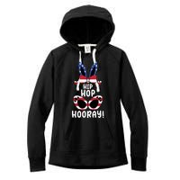 Bunny Rabbit Eggs Hunting Happy Easter Day Hip Hop Hooray Gift Women's Fleece Hoodie