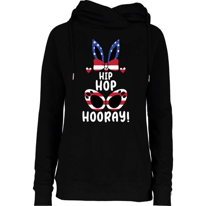 Bunny Rabbit Eggs Hunting Happy Easter Day Hip Hop Hooray Gift Womens Funnel Neck Pullover Hood