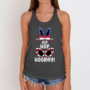 Bunny Rabbit Eggs Hunting Happy Easter Day Hip Hop Hooray Gift Women's Knotted Racerback Tank