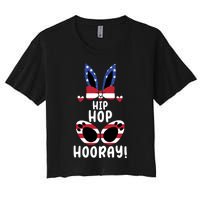 Bunny Rabbit Eggs Hunting Happy Easter Day Hip Hop Hooray Gift Women's Crop Top Tee