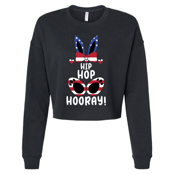 Bunny Rabbit Eggs Hunting Happy Easter Day Hip Hop Hooray Gift Cropped Pullover Crew