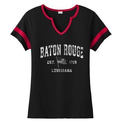 Baton Rouge Est 1719 Louisiana Ladies Halftime Notch Neck Tee