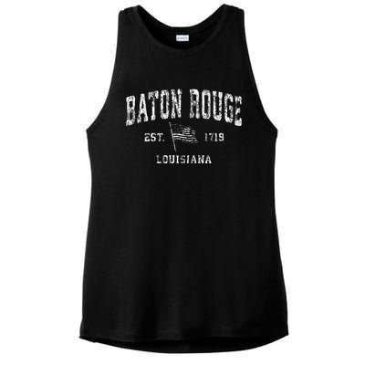 Baton Rouge Est 1719 Louisiana Ladies PosiCharge Tri-Blend Wicking Tank