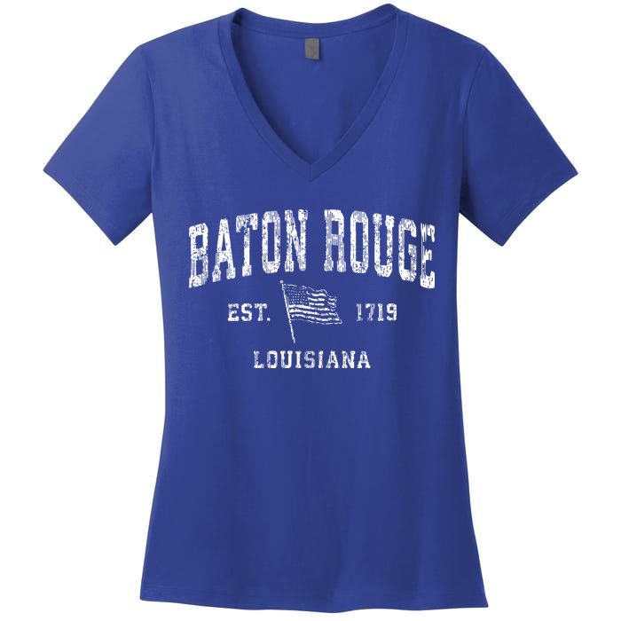 Baton Rouge Est 1719 Louisiana Women's V-Neck T-Shirt