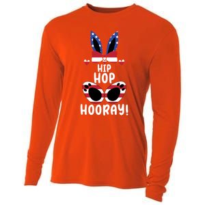 Bunny Rabbit Eggs Hunting Happy Easter Day Hip Hop Hooray Gift Cooling Performance Long Sleeve Crew