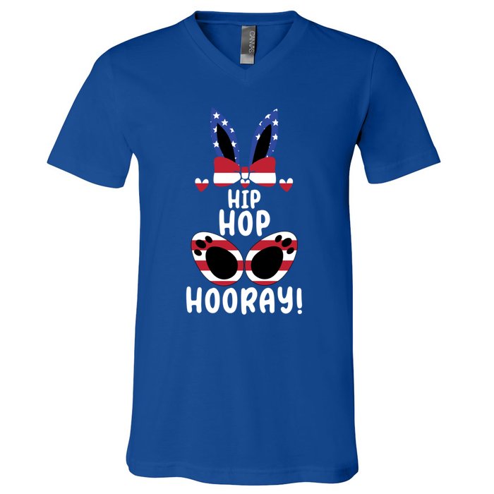 Bunny Rabbit Eggs Hunting Happy Easter Day Hip Hop Hooray Gift V-Neck T-Shirt