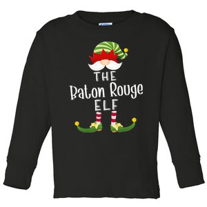 Baton Rouge Elf Group Christmas Funny Pajama Party Toddler Long Sleeve Shirt