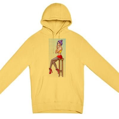 Break Girl Smoking Red Heels Premium Pullover Hoodie