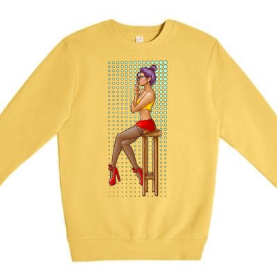 Break Girl Smoking Red Heels Premium Crewneck Sweatshirt