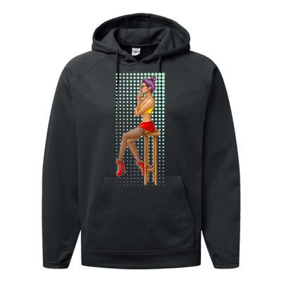 Break Girl Smoking Red Heels Performance Fleece Hoodie