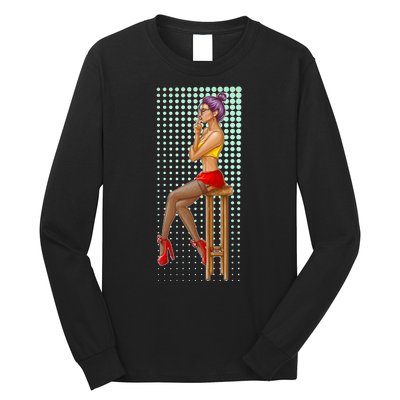 Break Girl Smoking Red Heels Long Sleeve Shirt