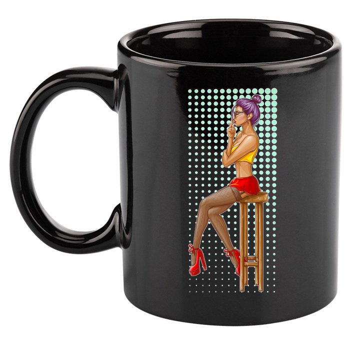 Break Girl Smoking Red Heels 11oz C Handle Ceramic Mug