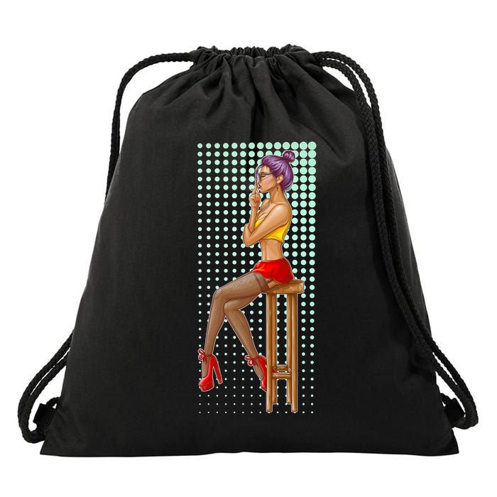 Break Girl Smoking Red Heels Drawstring Bag