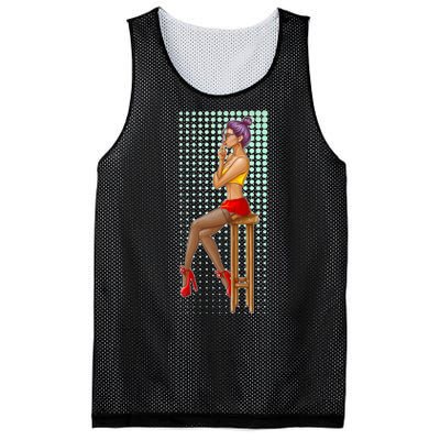 Break Girl Smoking Red Heels Mesh Reversible Basketball Jersey Tank