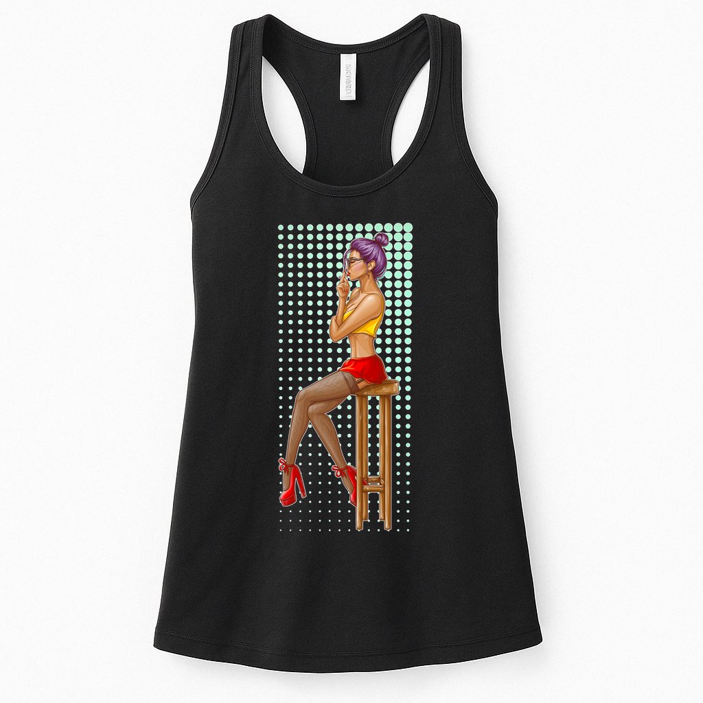 Break Girl Smoking Red Heels Womens Tank Top