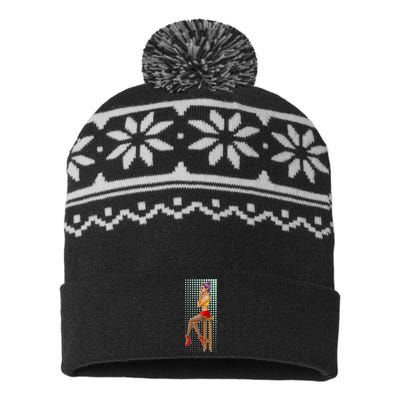 Break Girl Smoking Red Heels USA-Made Snowflake Beanie