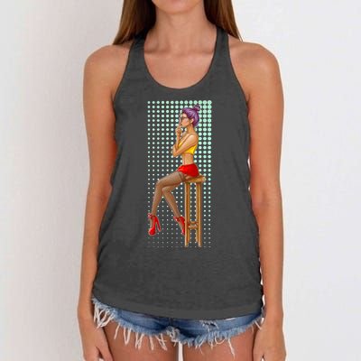 Break Girl Smoking Red Heels Women's Knotted Racerback Tank