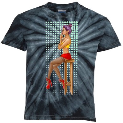 Break Girl Smoking Red Heels Kids Tie-Dye T-Shirt