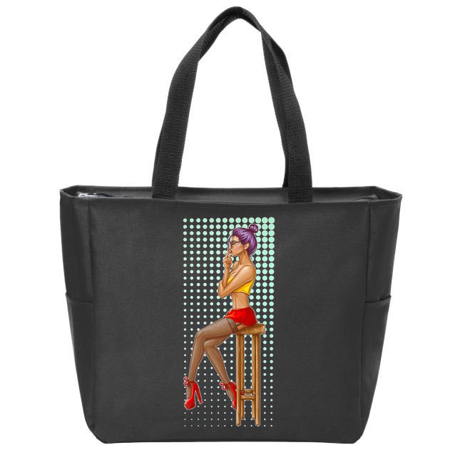 Break Girl Smoking Red Heels Zip Tote Bag