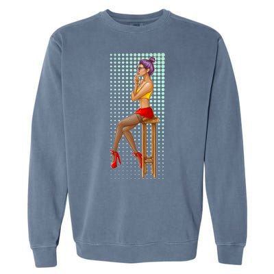 Break Girl Smoking Red Heels Garment-Dyed Sweatshirt