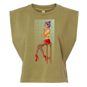 Break Girl Smoking Red Heels Garment-Dyed Women's Muscle Tee