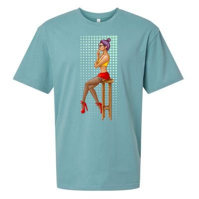 Break Girl Smoking Red Heels Sueded Cloud Jersey T-Shirt