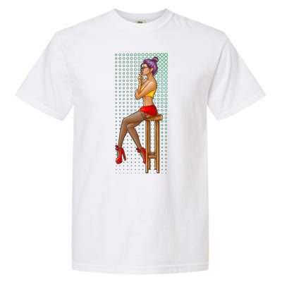 Break Girl Smoking Red Heels Garment-Dyed Heavyweight T-Shirt