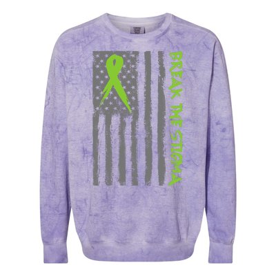 Break The Stigma Ribbon Flag Mental Heath Colorblast Crewneck Sweatshirt