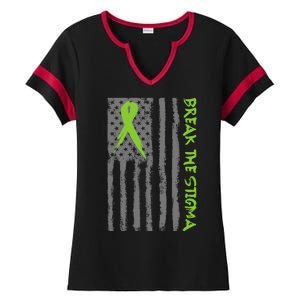 Break The Stigma Ribbon Flag Mental Heath Ladies Halftime Notch Neck Tee