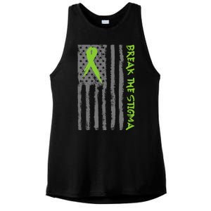 Break The Stigma Ribbon Flag Mental Heath Ladies PosiCharge Tri-Blend Wicking Tank