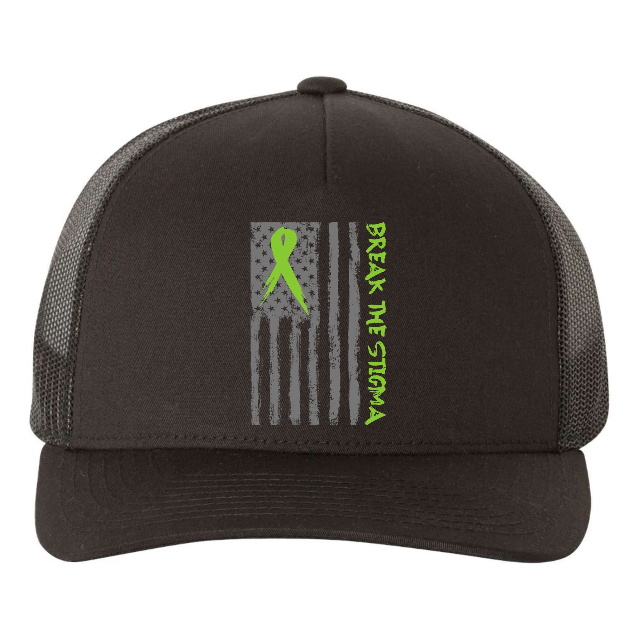 Break The Stigma Ribbon Flag Mental Heath Yupoong Adult 5-Panel Trucker Hat