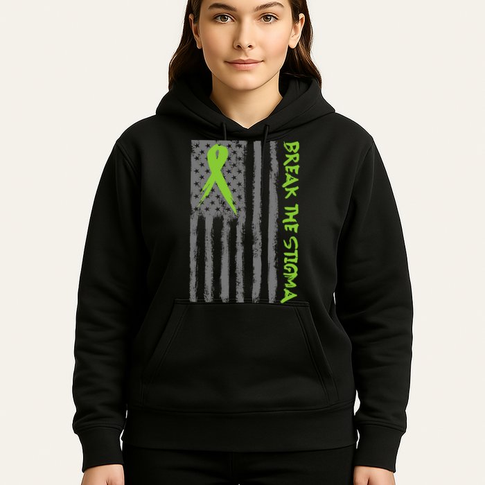 Break The Stigma Ribbon Flag Mental Heath Hoodie
