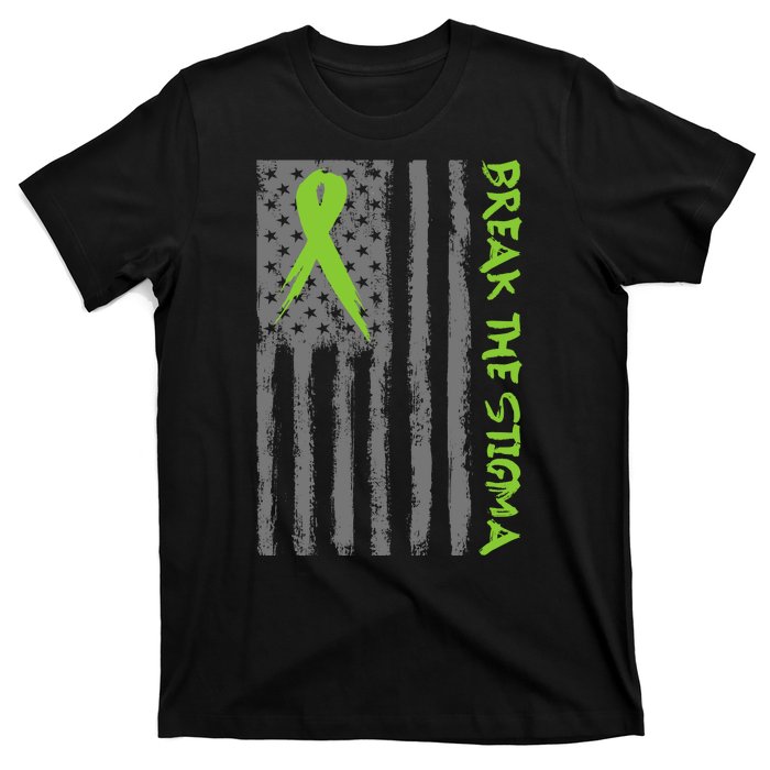 Break The Stigma Ribbon Flag Mental Heath T-Shirt