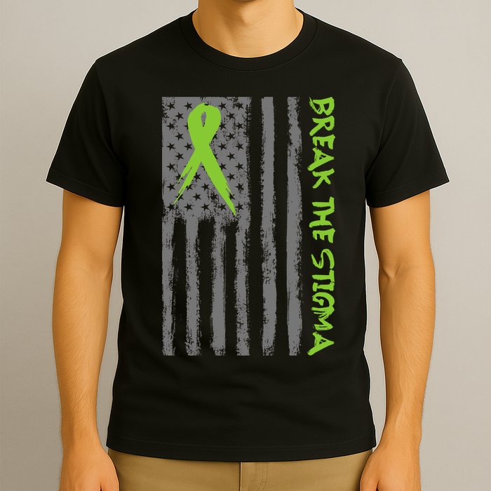 Break The Stigma Ribbon Flag Mental Heath T-Shirt