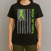 Break The Stigma Ribbon Flag Mental Heath T-Shirt