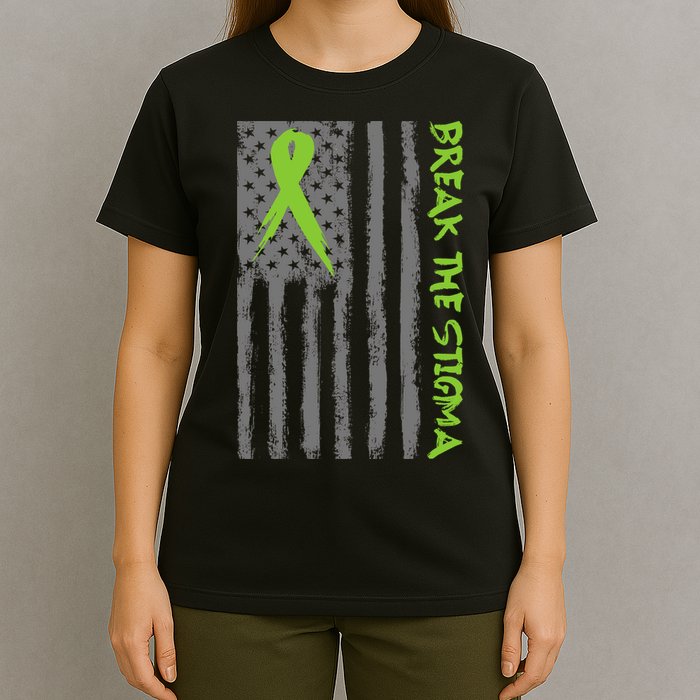Break The Stigma Ribbon Flag Mental Heath T-Shirt
