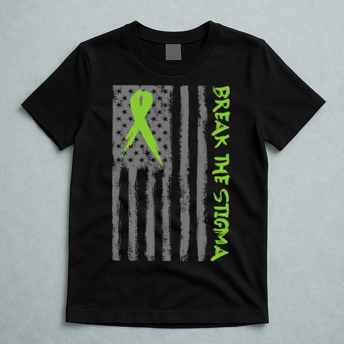 Break The Stigma Ribbon Flag Mental Heath T-Shirt