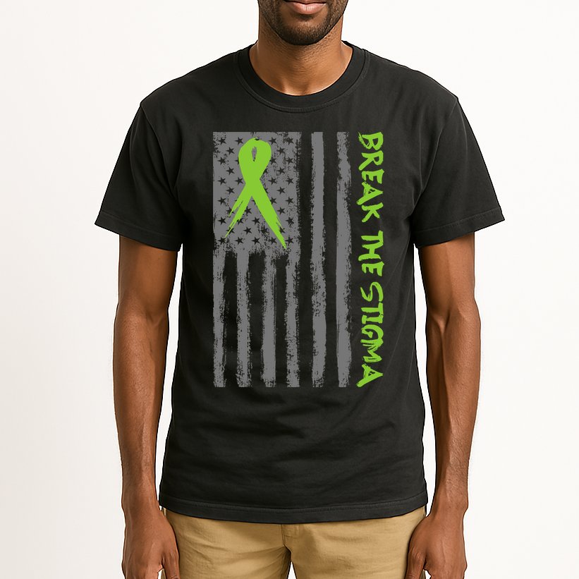 Break The Stigma Ribbon Flag Mental Heath Tall T-Shirt