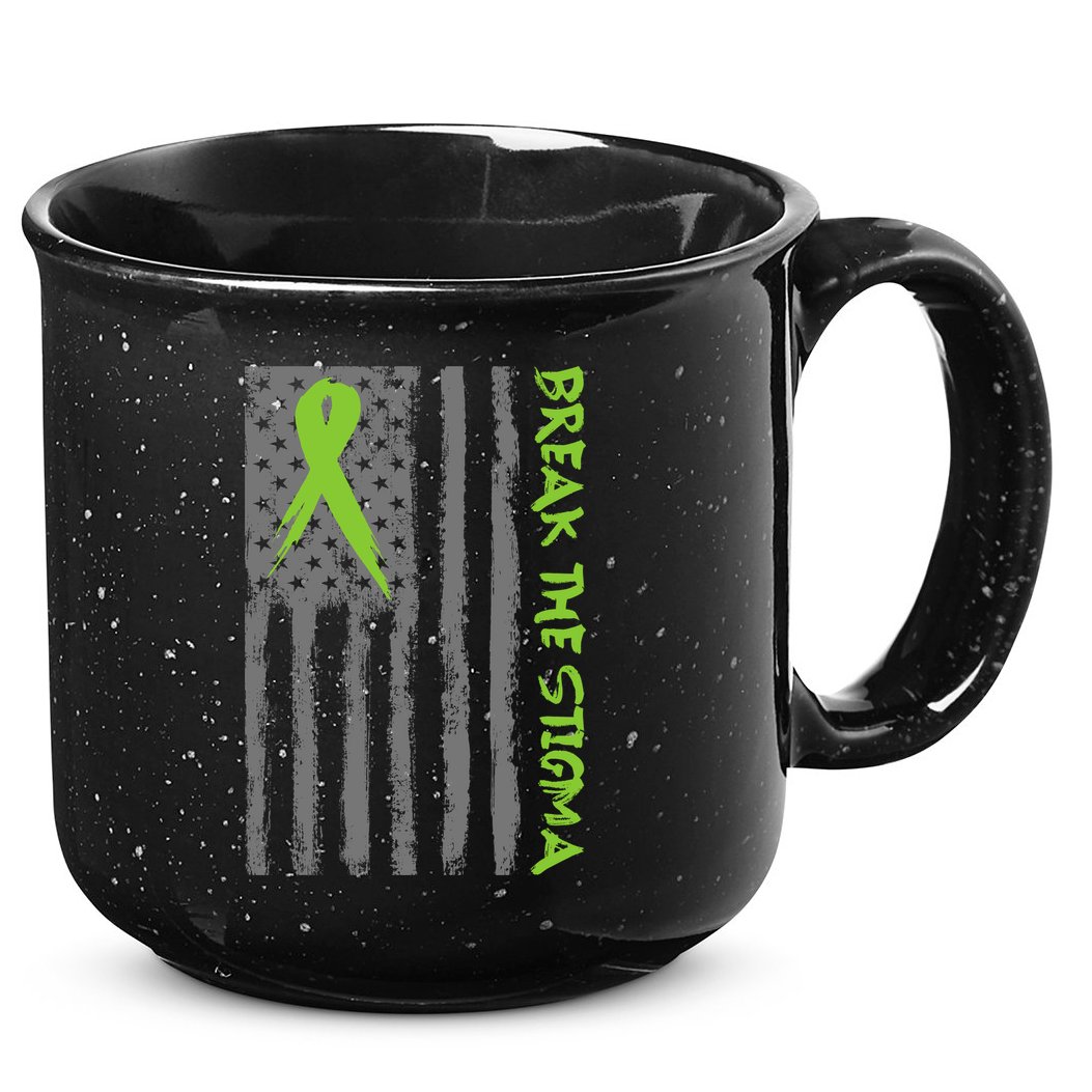 Break The Stigma Ribbon Flag Mental Heath 15oz Campfire Ceramic Mug